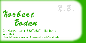 norbert bodan business card